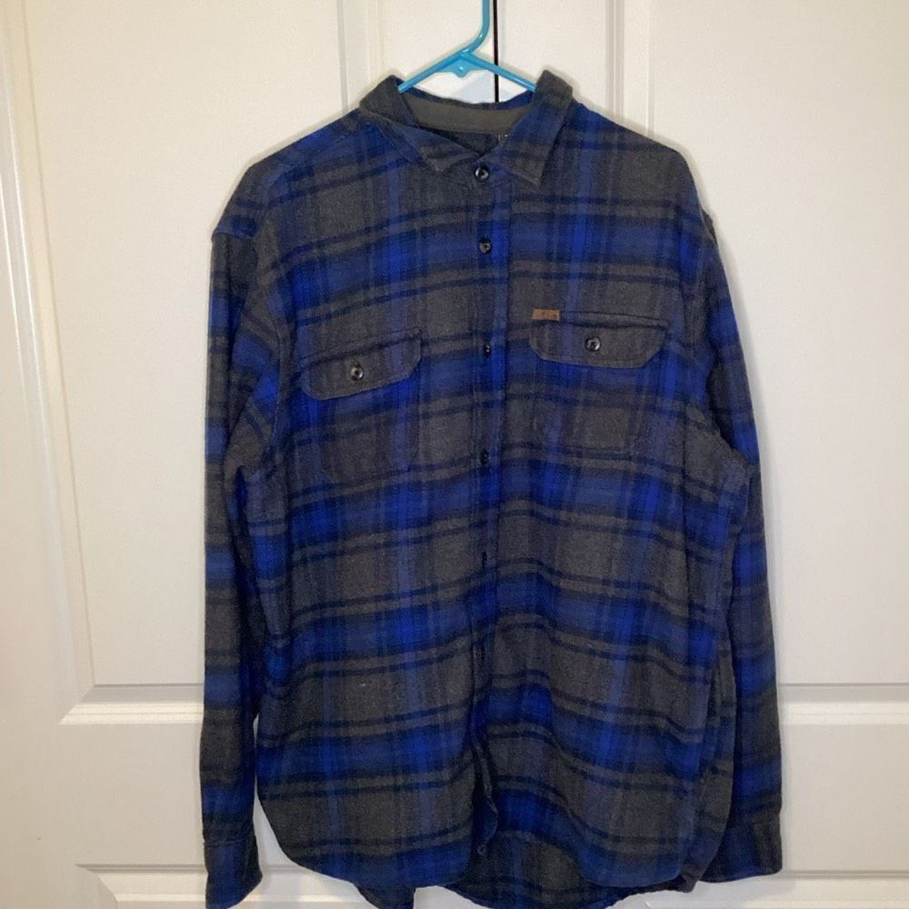 Mens Orvis Heavyweight Flannel Gray & Blue XL